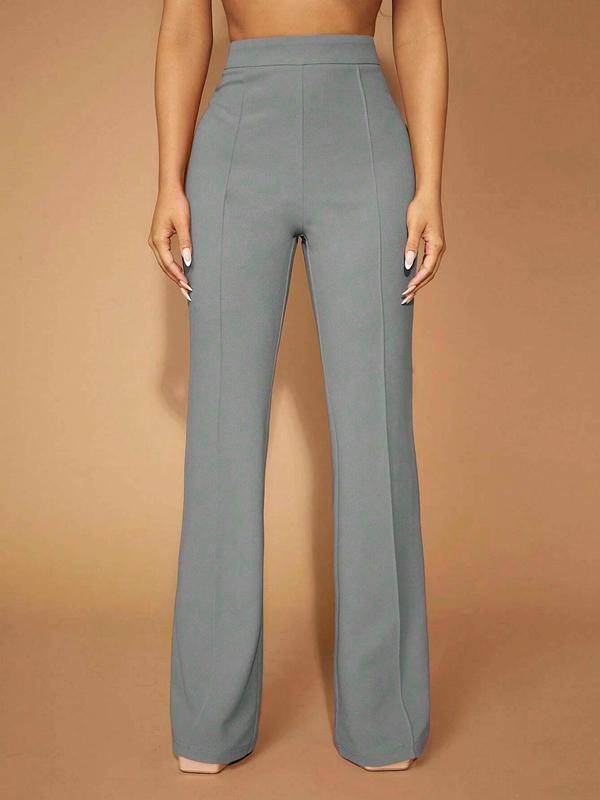 Women's Plain High Waist Flare Leg Pants, Pants for Women, Mufti Clothes, Casual Comfy Bell Bottom Trousers for Daily Wear, Summer Outfits 2024, Ladies Bottoms for All Seasons, Pants for Women, Downtown Girl Clothes